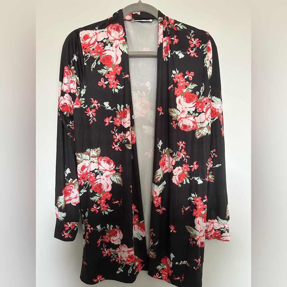 Amazon open front floral cardigan